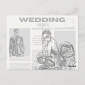 ヴィンテージモダン新聞結婚スタイル ポストカード (裏面)
