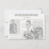 ヴィンテージモダン新聞結婚スタイル 出欠カード (裏面)