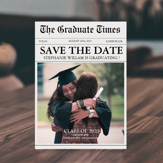 ヴィンテージモダン新聞FunStyle写真卒業 セーブザデート