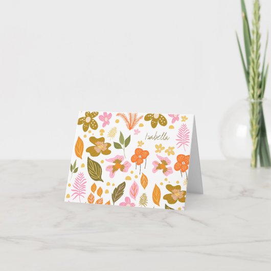 ヴィンテージモダン春フローラカスタム ノートカード (正面)
