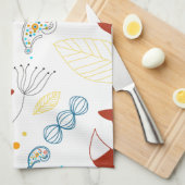 ヴィンテージモダン林の動物キツネ模様 キッチンタオル (四つ折り)