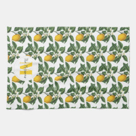 ヴィンテージモダン植物学レモンの姓 キッチンタオル