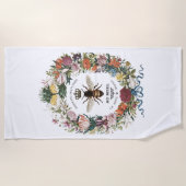 ヴィンテージモダン植物性クイーンビー ビーチタオル (正面)