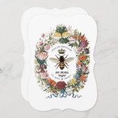 ヴィンテージモダン植物性クイーンビー 招待状 (正面/裏面)