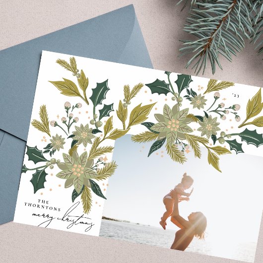 ヴィンテージモダン植物性クリスマスフォトフレーム シーズンカード