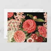 ヴィンテージモダン植物性ピンク色の花 ポストカード (正面/裏面)