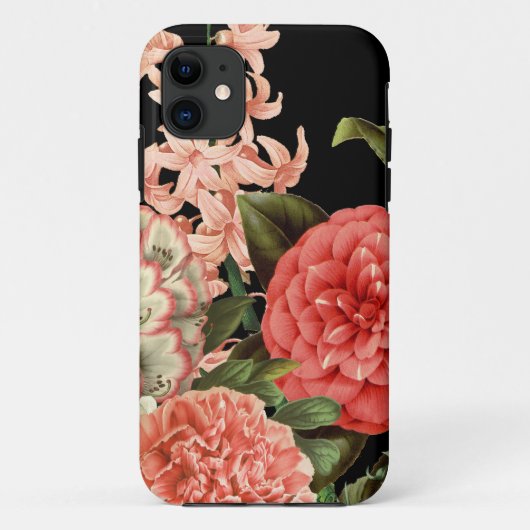 ヴィンテージモダン植物性ピンク色の花 Case-Mate iPhoneケース (裏面)