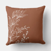 ヴィンテージモダン植物系フローラ線アートパターン クッション (裏面)