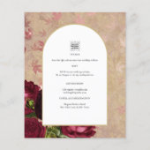 ヴィンテージモダン植物赤いバラの結婚式の招待 (裏面)