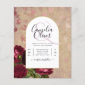 ヴィンテージモダン植物赤いバラの結婚式の招待 (正面)
