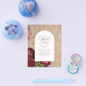 ヴィンテージモダン植物赤いバラの結婚式の招待 チラシ (シングル)