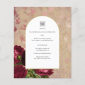 ヴィンテージモダン植物赤いバラの結婚式の招待 チラシ (裏面)