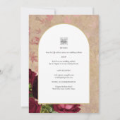 ヴィンテージモダン植物赤いバラの結婚式の招待 招待状 (裏面)