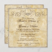 ヴィンテージモダン牡丹フローラ旋回カップルのシャワー 招待状 (正面/裏面)