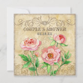 ヴィンテージモダン牡丹フローラ旋回カップルのシャワー 招待状 (裏面)