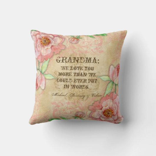 ヴィンテージモダン牡丹フローラ旋回マザーピロー クッション (裏面)