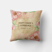 ヴィンテージモダン牡丹フローラ結婚記念日 クッション (裏面)