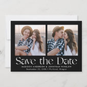 ヴィンテージモダン白黒レタリング2写真 セーブザデート (正面)