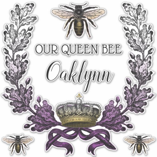 ヴィンテージモダン私たちのクイーンビーベイビー保育園 シール (正面)