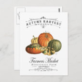 ヴィンテージモダン秋グルドとカボチャ ポストカード (正面/裏面)
