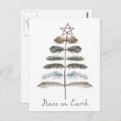 ヴィンテージモダン素朴な冬の羽毛 ポストカード (正面/裏面)