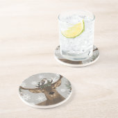 ヴィンテージモダン素朴な森林冬の鹿 コースター (側面)