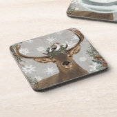 ヴィンテージモダン素朴な森林冬の鹿 コースター (左側)