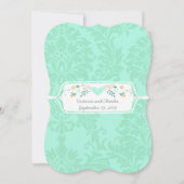 ヴィンテージモダン素朴フォークアートミント結婚ス 招待状 (正面)