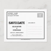 ヴィンテージモダン結婚式の日付の保存 – 青 案内ポストカード (裏面)