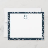 ヴィンテージモダン美的ダークグリーンホワイトプレイド ノートカード (正面)