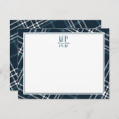 ヴィンテージモダン美的ダークグリーンホワイトプレイド ノートカード (正面/裏面)