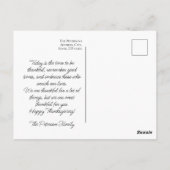 ヴィンテージモダン花感謝祭メッセージ ポストカード (裏面)