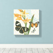 ヴィンテージモダン蝶の張ったキャンバス キャンバスプリント (インサイチュ (ウッドフロア))