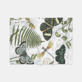 ヴィンテージモダン蝶 フリースブランケット (正面(横))