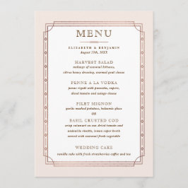 ヴィンテージモダン赤面ピンクローズゴールドフォイル結婚ズ メニュー