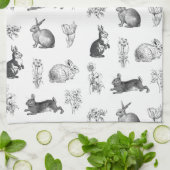 ヴィンテージモダン農家イースターウサギ キッチンタオル (折り畳み)