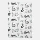 ヴィンテージモダン農家イースターウサギ キッチンタオル (縦)