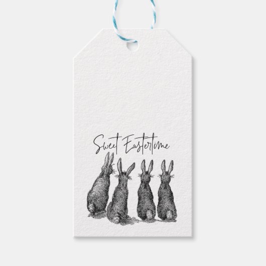 ヴィンテージモダン農家イースターウサギ ギフトタグ (正面)