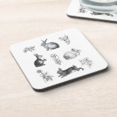 ヴィンテージモダン農家イースターウサギ コースター (左側)