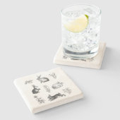 ヴィンテージモダン農家イースターウサギ ストーンコースター (横)