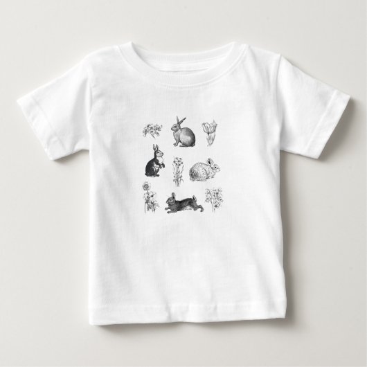 ヴィンテージモダン農家イースターウサギ ベビーTシャツ (正面)