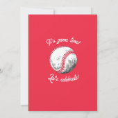 ヴィンテージモダン野球赤ステッチ1歳の誕生日 招待状 (裏面)