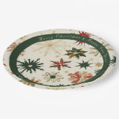 ヴィンテージモダン金ゴールドと緑の雪片パターン ペーパープレート (アングル)