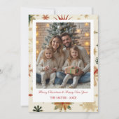 ヴィンテージモダン金ゴールドの融雪写真 シーズンカード (正面)