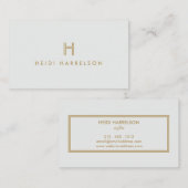 ヴィンテージモダン金ゴールド及びグレーイニシャルモノグラムロゴ 名刺 (正面/裏面)