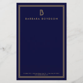 ヴィンテージモダン金ゴールド及びネイビーイニシャルモノグラムロゴ