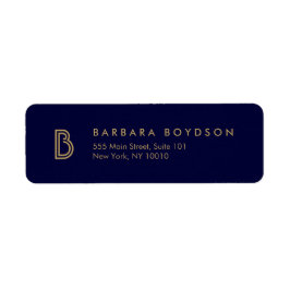 ヴィンテージモダン金ゴールド及びネイビーイニシャルモノグラムロゴ ラベル