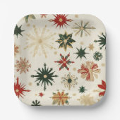 ヴィンテージモダン金ゴールド雪片パターン正方形 ペーパープレート (正面)