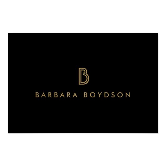 ヴィンテージモダン金ゴールド/ブラックモノグラムロゴのダウンロード ポスター (正面)