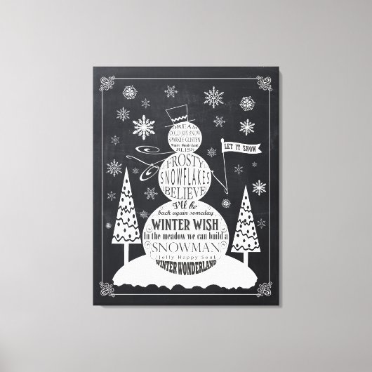 ヴィンテージモダン雪だるまシャルボードアート キャンバスプリント (正面)